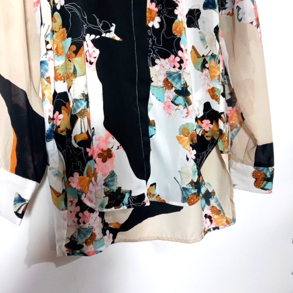 3.1 Phillip Lim x Target XS/TP Floral Print Collared Button-Front Blouse Tunic - Picture 4 of 8